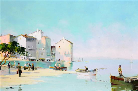 § Cecil Rochfort DOyly-John (1906-1993) Mediterranean coastal town 17.5 x 25.5in.